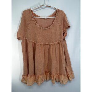 NWT EASEL Top Womens LARGE Baby Doll Peplum Boho Tiered Flowy Blouse